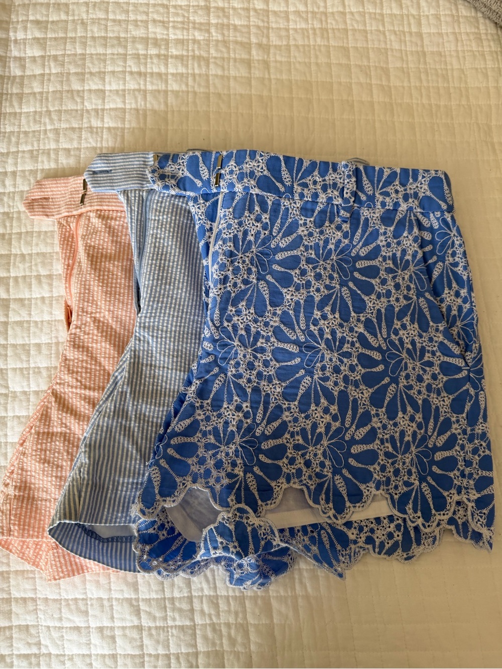 LOFT - Set of 3! All size 8, Rivera shorts- blue, pink seersucker and lavender!